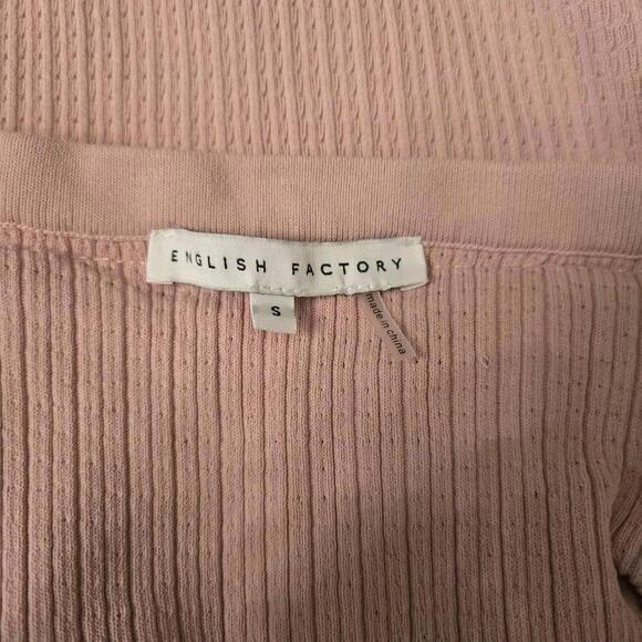 ENGLISH FACTORY Lightweight OFF-THE-SHOULDER Mesh/Lace Pink Sweater Size S - Picture 5 of 9